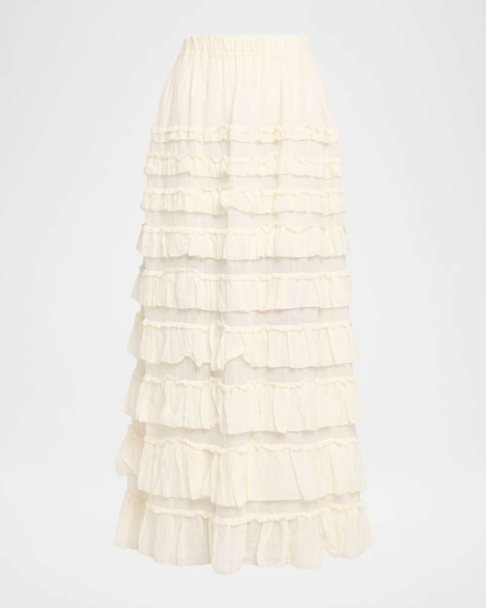 Anise Pull-On Ruffle Maxi Skirt
